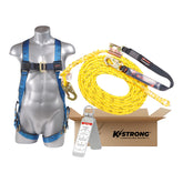 KStrong UFB501125 25 ft Roofers Boxed Kit with harness, rope, rope grab assembly, and reusable roof anchor
